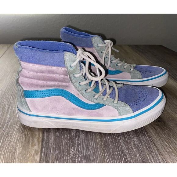 VANS SK8-HI Suede Color Block Pastel Pink Blue Green Kids Youth US Size 3 - Picture 1 of 10